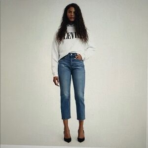 Levi’s Wedgie Straight High Waist Crop Jeans Jazz Jive Sound Size 28 x 26